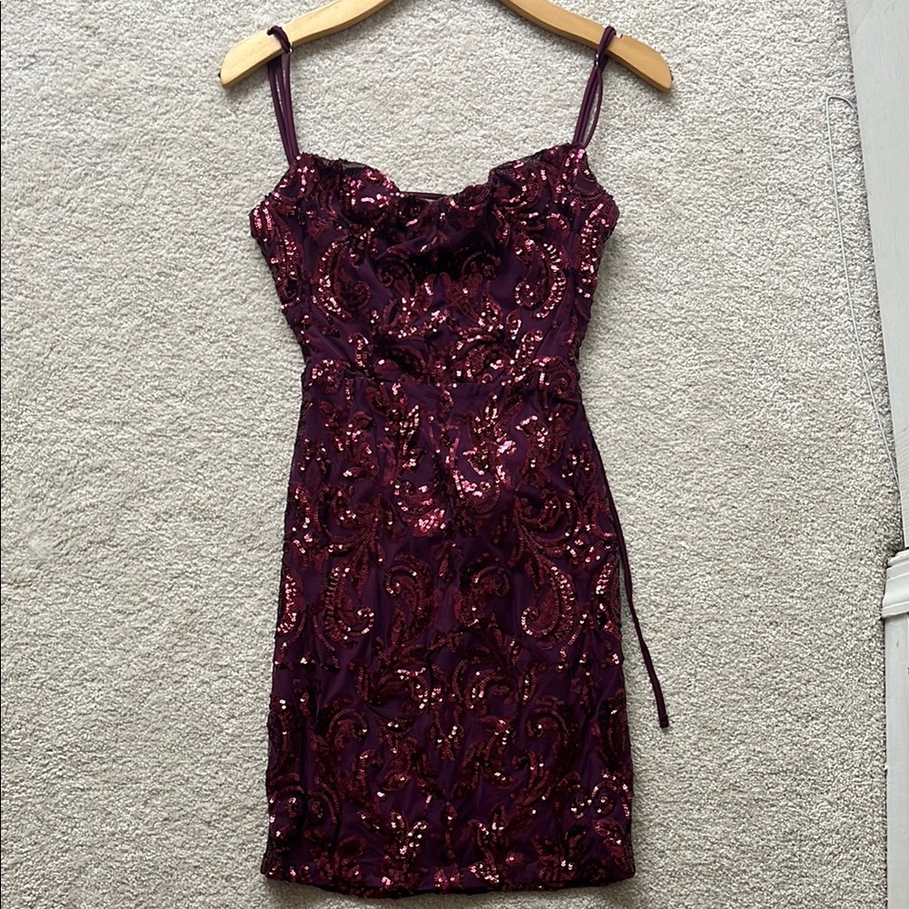 Windsor Burgundy Sequin Mini Dress